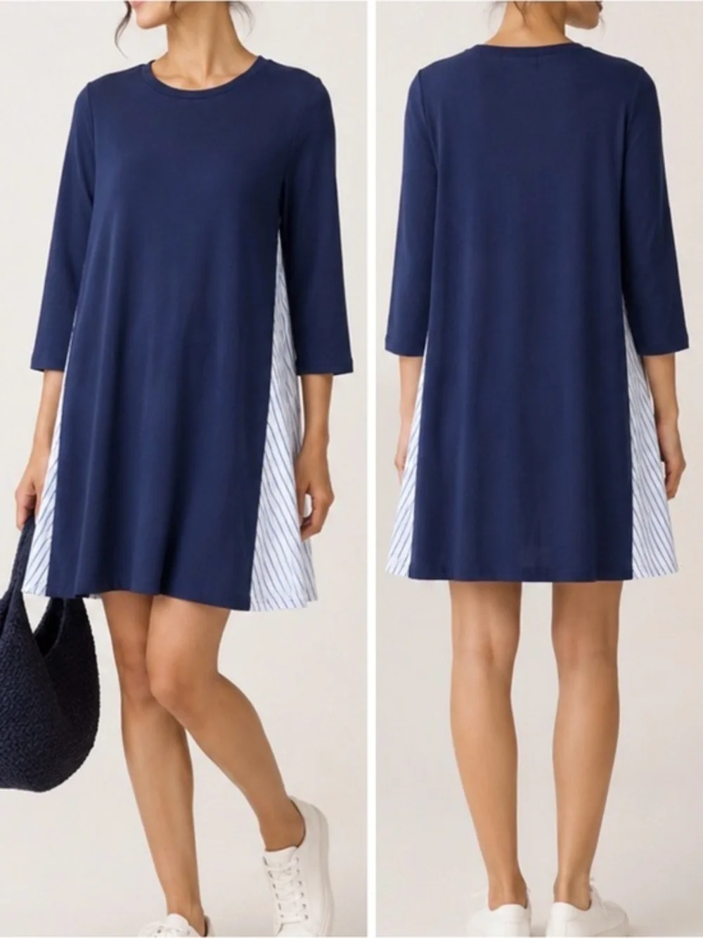 Tuckernuck Pomander Place Devon Blue Swing Mini Dress Nautical Stripe Knit